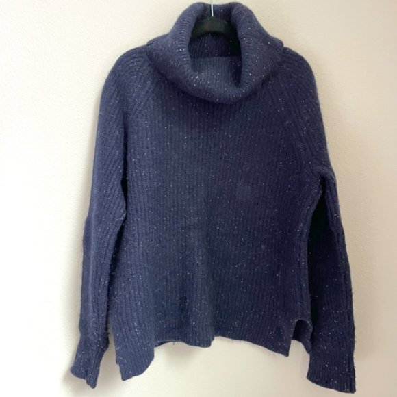 Last Chance - Chunky Navy Heather J.Crew Turtleneck Sweater Small - Picture 1 of 5
